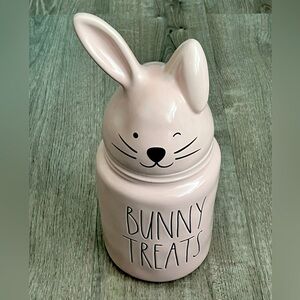 Rae Dunn Bunny Treats Pink Cookie Jar Canister Easter